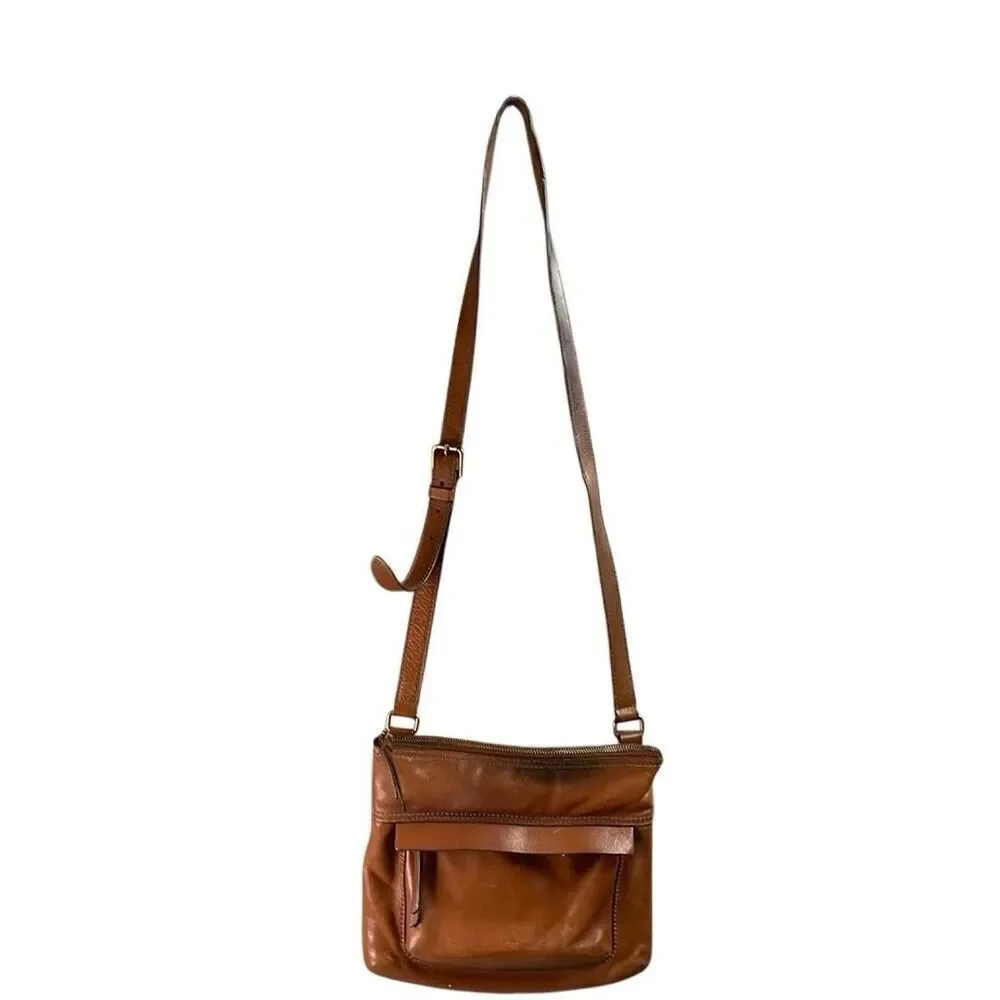 FOSSIL Brown Cowhide Leather Messenger Style Shoulder Bag READ - Picture 3 of 14